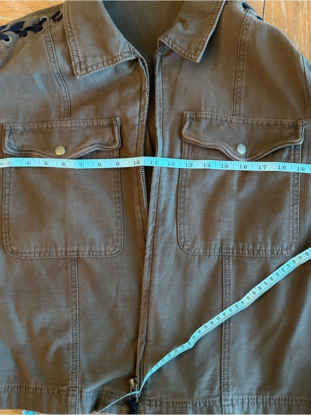 Free People Brown Lace-Up Sleeve Utility Jacket - Picture 8 of 10